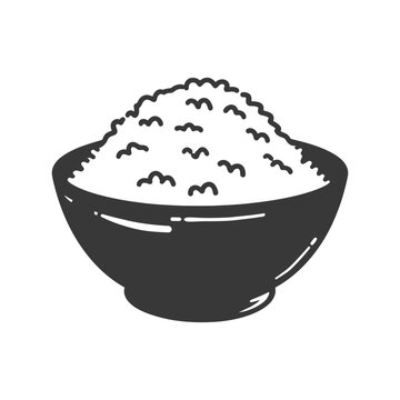 recommend clip art: bowl of rice minimalist line art icon logo symbol black color only