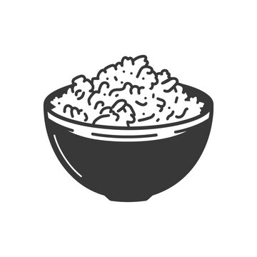 recommend clip art: bowl of rice minimalist line art icon logo symbol black color only