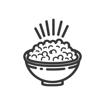 recommend clip art: bowl of rice minimalist line art icon logo symbol black color only
