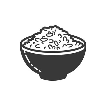 recommend clip art: bowl of rice minimalist line art icon logo symbol black color only