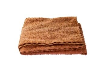 Brown color of towel put on white background with isolated photo.