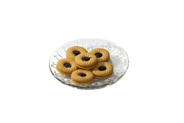 Good taste and sweet with Banana cake served on bamboo plates with isolated and white background.