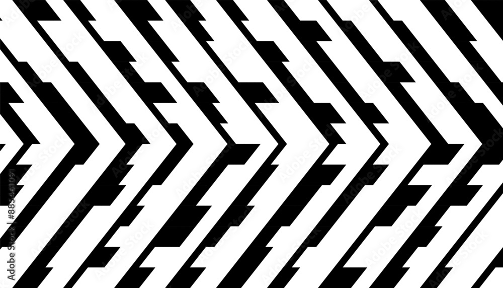 Wall mural Black and white sharp arrow background pattern. Modern technology background. Fully editable vector element. Vector Format Illustration 