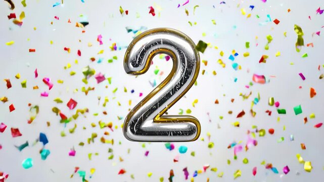 Number two on a background of confetti. Use for holidays, birthdays and anniversaries.