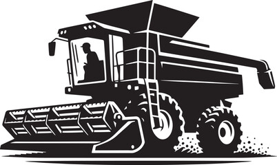 Agriculture harvester silhouette vector illustration isolated on a white background