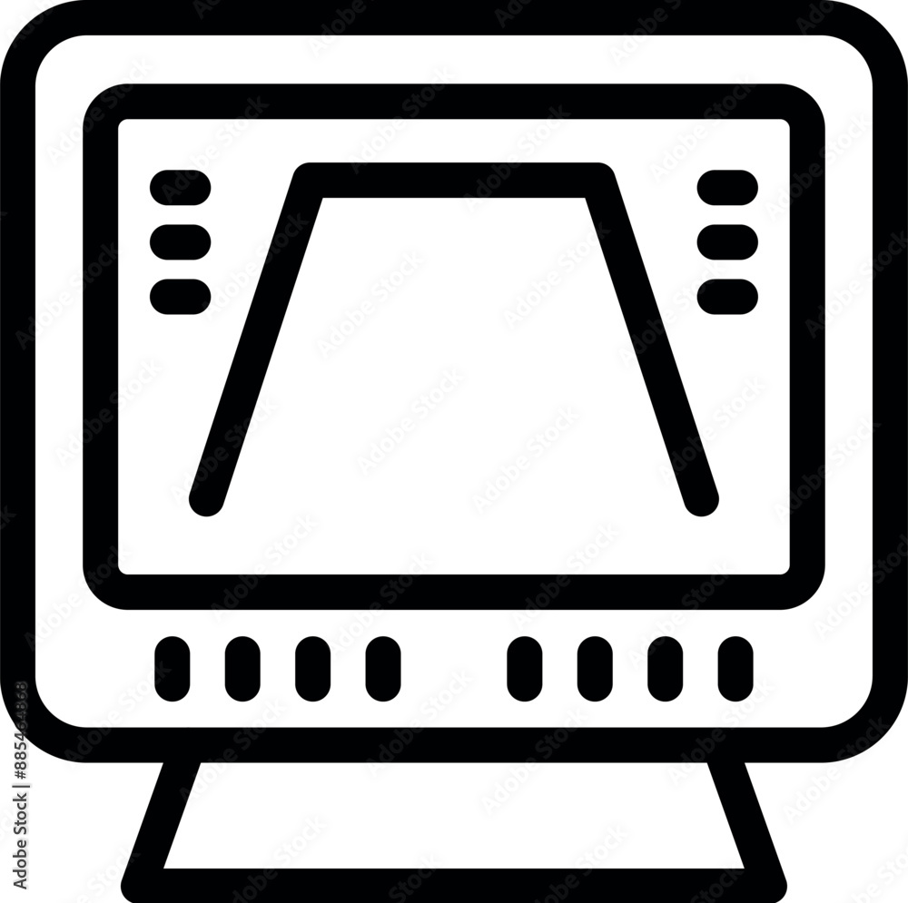 Poster line art icon of a computer screen displaying a decreasing line graph, representing financial loss o