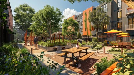 Obraz premium Urban revitalization with community spaces