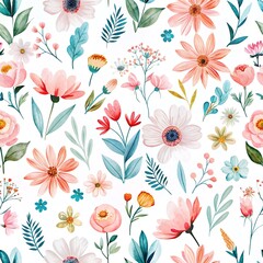 Vibrant Floral Watercolor Seamless Pattern
