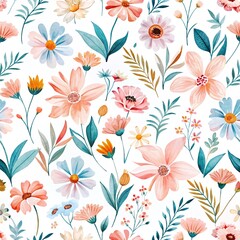Vibrant Floral Watercolor Seamless Pattern