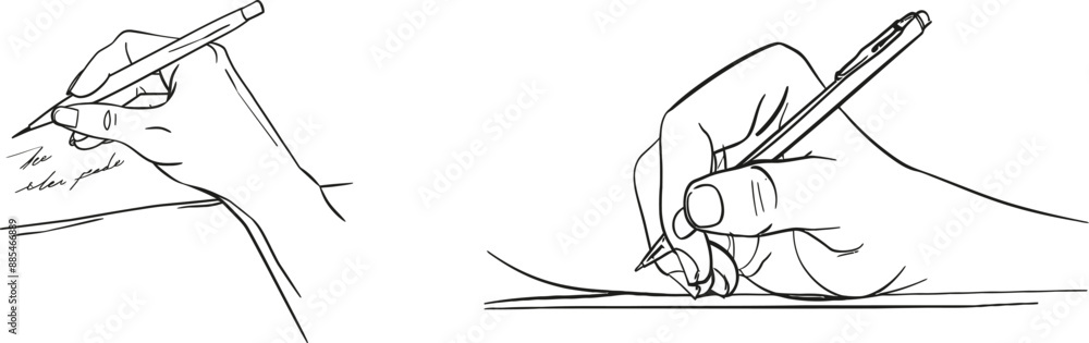 Aufkleber ink pen writing or drawing on a white background with one continuous line of hand palm fingers gestu