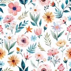 Vibrant Floral Watercolor Seamless Pattern