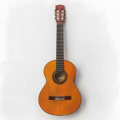 Obraz premium Elegant Acoustic Guitar Isolated on Plain White Background