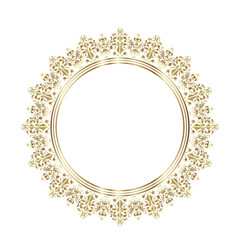 Classic Round gold damask frame, Decorative Elegant vector element for design in Eastern style, place for text, Floral golden border, Lace illustration for invitations and greeting cards