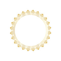 Damask Gold Round ornament pattern, Decorative frame Elegant vector element for design in Eastern style, place for text, Floral golden border, Lace illustration for invitations and greeting cards