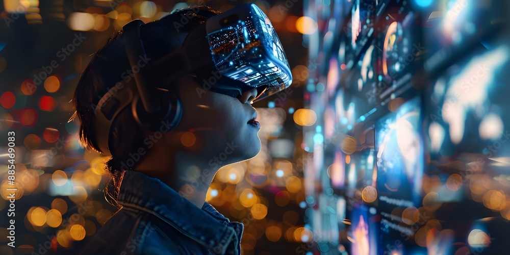 Aufkleber navigating digital transformation and innovation with modern interfaces in the metaverse. concept me