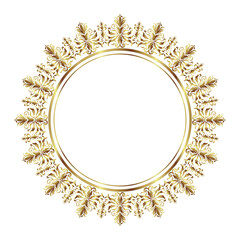 Classical Gild Decorative frame, Elegant vector element for design in Eastern style, place for text, Floral damask golden border, Lace illustration for invitations, greeting cards and birthday