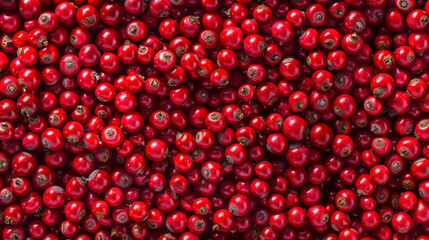 A mesmerizing close-up of vibrant red berries, capturing the intricate details of their glossy surface.