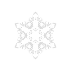 White glowing transparent snowflake, isolated icon. Merry Christmas and Happy New Year. Simple neon light. Shining winter, xmas lamp. Fluorescent, luminescent illumination. Png