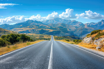 Naklejka premium a road with a mountain in the background