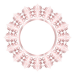 Round Wreath rose gold circular damask round ornament floral Abstract pattern, Classic Victorian traditional style, illustration Vintage Design, Floral frames, Mandala border, Antique, Moroccan frame