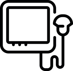 Ultrasound machine icon in line style, representing medical equipment used for pregnancy examination and healthcare