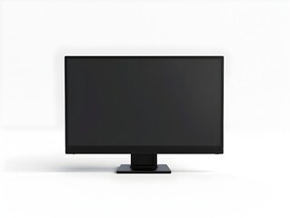 Minimalist Black Monitor on Plain White Background