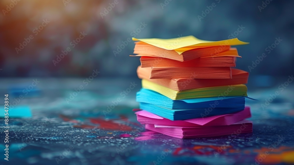 Poster a stack of colorful sticky notes with reminders.