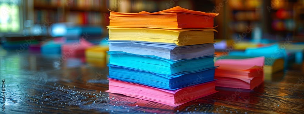 Poster a stack of colorful sticky notes with reminders.