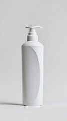 Minimalist White Shampoo Bottle on Plain Background for Branding and Packaging Mockup