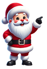 A cute cartoon character Christmas Santa Claus pointing