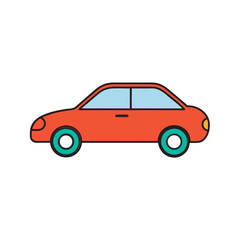 Minimalistic sedan car icon in line art style