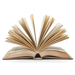 Open Book Radiating Knowledge and Learning on Plain White Background