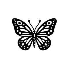 Different butterflies set. Vector illustration. Butterflies silhouette black background on white Background.