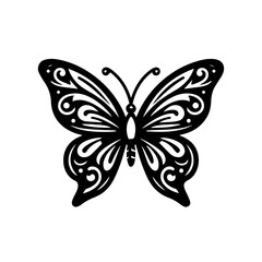 Different butterflies set. Vector illustration. Butterflies silhouette black background on white Background.