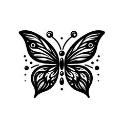 Different butterflies set. Vector illustration. Butterflies silhouette black background on white Background.