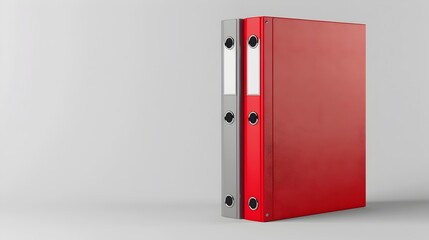 Red Metal Binder Isolated on Plain White Background