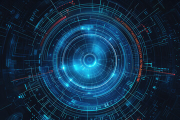 Obraz premium illustration of technology circle in the middle abstract background with blue color