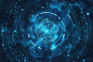 Fototapeta premium illustration of technology circle in the middle abstract background with blue color