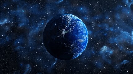 Fototapeta premium advertising image of a blue planet in the dark space 