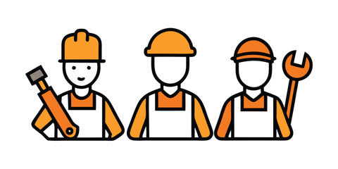 Construction worker vector icon, Construction Worker, Project Manager Engineer Architect icon.