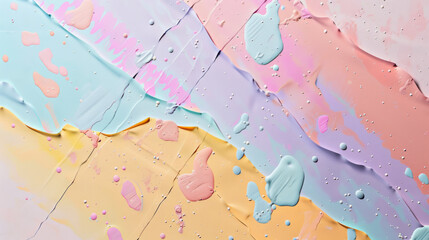 Fototapeta premium An abstract composition with pastel-colored paint splashes and smooth textures.
