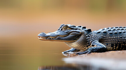 Fototapeta premium A close up of an alligator in the wild