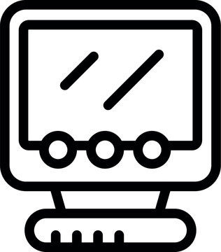 Line art icon of a desktop computer representing outdated technology