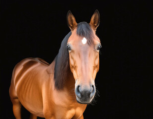 A captivating chestnut horse emerges from the digital canvas