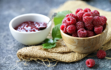 raspberry jam with fresh berries