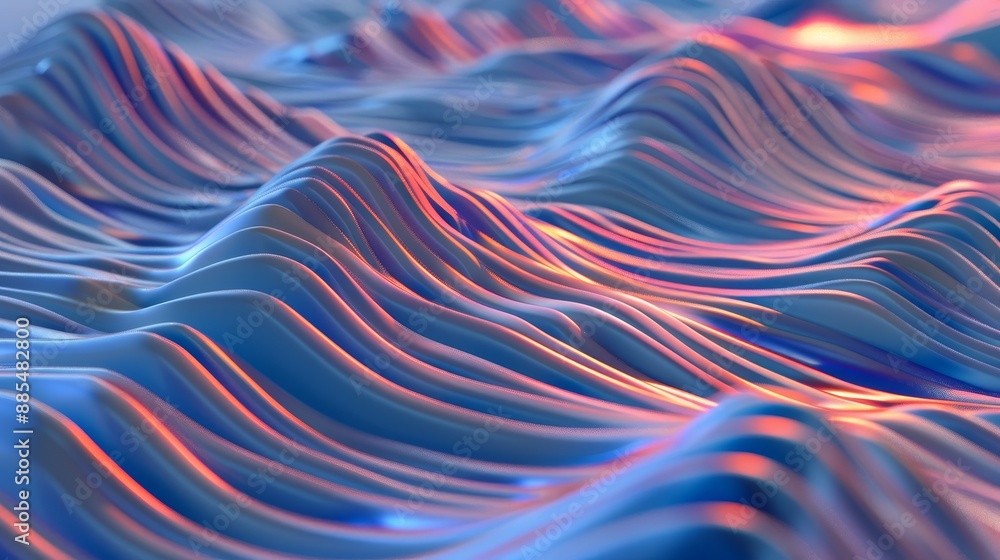 Poster futuristic technological background with flowing wave patterns - abstract 3d data flow chart illustr