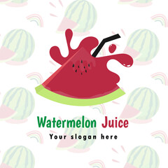 watermelon juice logo design vector