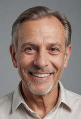 Obraz premium Portrait view of a regular happy smiling Monaco old man, ultra realistic, candid, social media, avatar image, plain solid background