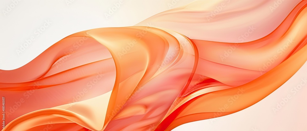 Wall mural elegant abstract orange wave background with smooth, flowing curves and light gradient effects, perf