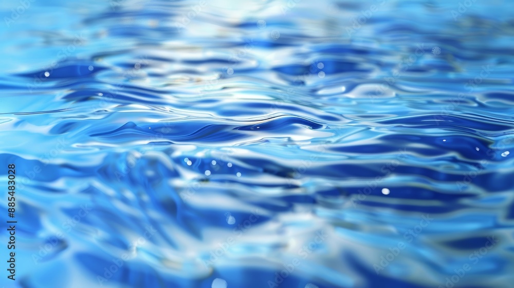 Poster stereoscopic image of motion patterns on a water surface, featuring a digitally generated three-dime